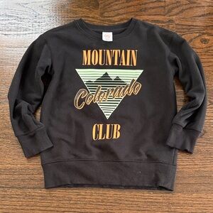 wonder nation Black Sweatshirt with Orange and Light Green Mountain Graphic